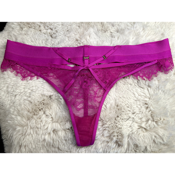 Honey Birdette BELINDA🩷 Hot Pink Lace 2 Piece Set 32B Bra & M Thong - Picture 7 of 9